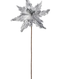 WeRChristmas Artificial Poinsettia Flower, Silver, 30 Cm^ Flowers & Foliage|Flowers & Foliage