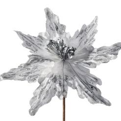 WeRChristmas Artificial Poinsettia Flower, Silver, 30 Cm^ Flowers & Foliage|Flowers & Foliage