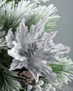 WeRChristmas Artificial Poinsettia Flower, Silver, 30 Cm^ Flowers & Foliage|Flowers & Foliage