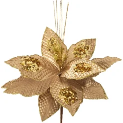WeRChristmas Artificial Poinsettia Flower, Gold, 30 Cm^ Flowers & Foliage|Flowers & Foliage