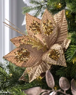 WeRChristmas Artificial Poinsettia Flower, Gold, 30 Cm^ Flowers & Foliage|Flowers & Foliage