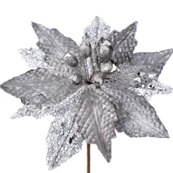 WeRChristmas Artificial Poinsettia Flower, Silver, 29 Cm^ Flowers & Foliage|Flowers & Foliage