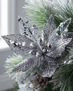 WeRChristmas Artificial Poinsettia Flower, Silver, 29 Cm^ Flowers & Foliage|Flowers & Foliage
