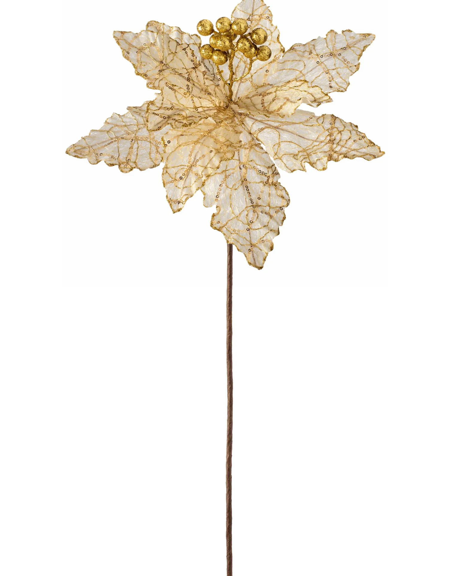 WeRChristmas Artificial Poinsettia Flower, White And Gold, 32 Cm^ Flowers & Foliage|Flowers & Foliage