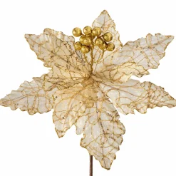 WeRChristmas Artificial Poinsettia Flower, White And Gold, 32 Cm^ Flowers & Foliage|Flowers & Foliage