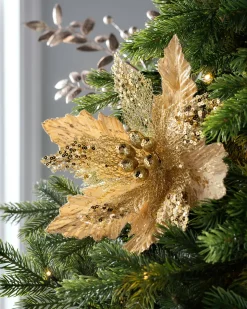 WeRChristmas Artificial Poinsettia Flower, Gold, 32 Cm^ Flowers & Foliage|Flowers & Foliage