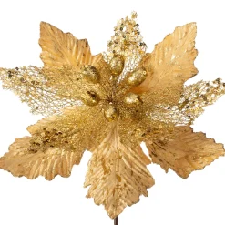 WeRChristmas Artificial Poinsettia Flower, Gold, 32 Cm^ Flowers & Foliage|Flowers & Foliage
