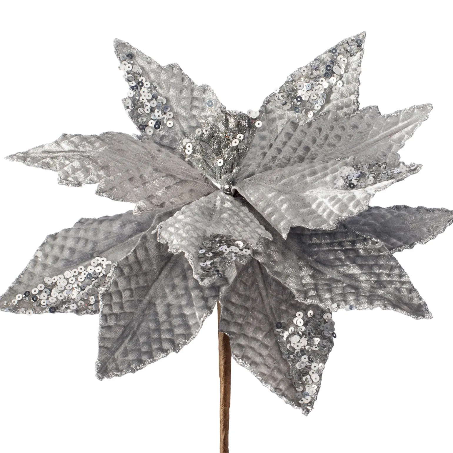 WeRChristmas Artificial Poinsettia Flower, Silver, 29 Cm^ Flowers & Foliage|Flowers & Foliage
