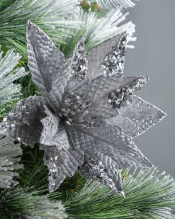 WeRChristmas Artificial Poinsettia Flower, Silver, 29 Cm^ Flowers & Foliage|Flowers & Foliage