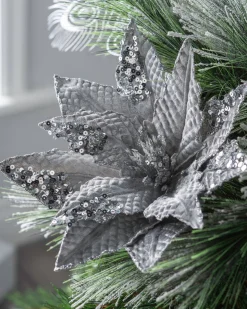 WeRChristmas Artificial Poinsettia Flower, Silver, 29 Cm^ Flowers & Foliage|Flowers & Foliage
