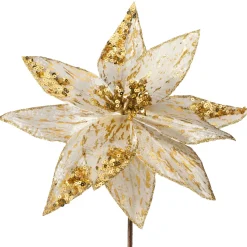 WeRChristmas Artificial Poinsettia Flower, Gold, 28 Cm^ Flowers & Foliage|Flowers & Foliage