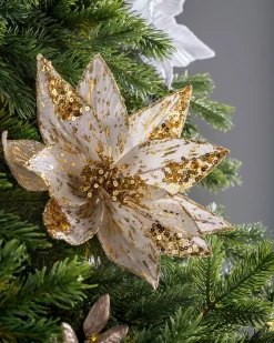 WeRChristmas Artificial Poinsettia Flower, Gold, 28 Cm^ Flowers & Foliage|Flowers & Foliage