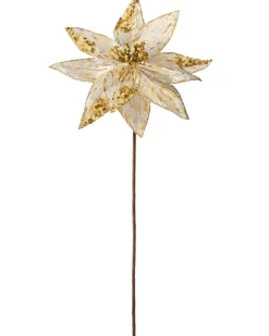 WeRChristmas Artificial Poinsettia Flower, Gold, 28 Cm^ Flowers & Foliage|Flowers & Foliage