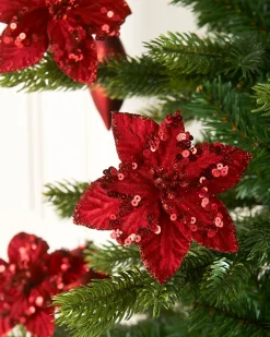 WeRChristmas Artificial Red Poinsettia Flower With Clip, 3 Pack, 12 Cm^ Flowers & Foliage|Flowers & Foliage