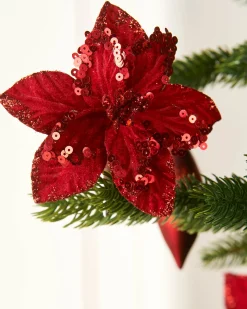 WeRChristmas Artificial Red Poinsettia Flower With Clip, 3 Pack, 12 Cm^ Flowers & Foliage|Flowers & Foliage