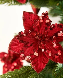 WeRChristmas Artificial Red Poinsettia Flower With Clip, 3 Pack, 12 Cm^ Flowers & Foliage|Flowers & Foliage