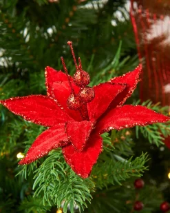 WeRChristmas Artificial Red Poinsettia Flower With Clip, 3 Pack, 12 Cm^ Flowers & Foliage|Flowers & Foliage