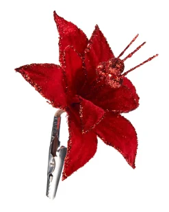 WeRChristmas Artificial Red Poinsettia Flower With Clip, 3 Pack, 12 Cm^ Flowers & Foliage|Flowers & Foliage