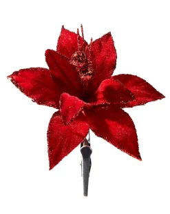 WeRChristmas Artificial Red Poinsettia Flower With Clip, 3 Pack, 12 Cm^ Flowers & Foliage|Flowers & Foliage