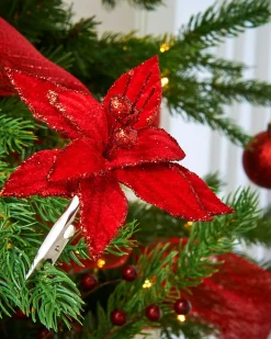 WeRChristmas Artificial Red Poinsettia Flower With Clip, 3 Pack, 12 Cm^ Flowers & Foliage|Flowers & Foliage