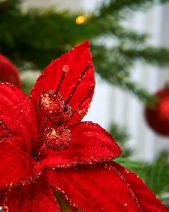 WeRChristmas Artificial Red Poinsettia Flower With Clip, 3 Pack, 12 Cm^ Flowers & Foliage|Flowers & Foliage