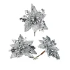 WeRChristmas Artificial Silver Poinsettia Flower With Clip, 3 Pack, 12 Cm^ Flowers & Foliage|Flowers & Foliage
