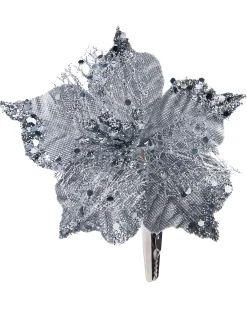 WeRChristmas Artificial Silver Poinsettia Flower With Clip, 3 Pack, 12 Cm^ Flowers & Foliage|Flowers & Foliage