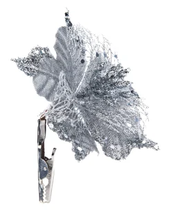 WeRChristmas Artificial Silver Poinsettia Flower With Clip, 3 Pack, 12 Cm^ Flowers & Foliage|Flowers & Foliage
