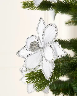 WeRChristmas Artificial White Poinsettia Flower With Clip, 3 Pack, 12 Cm^ Flowers & Foliage|Flowers & Foliage