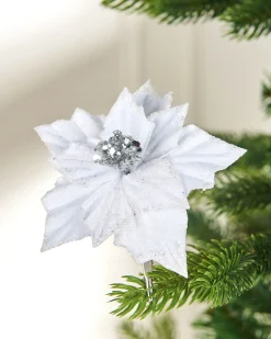 WeRChristmas Artificial White Poinsettia Flower With Clip, 3 Pack, 12 Cm^ Flowers & Foliage|Flowers & Foliage