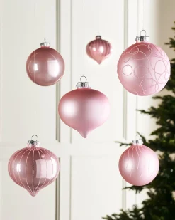 WeRChristmas Baby Pink Glass Baubles, 6 Pack, 10 Cm^ Glass Baubles
