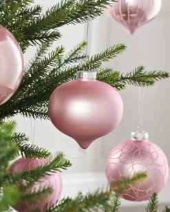 WeRChristmas Baby Pink Glass Baubles, 6 Pack, 10 Cm^ Glass Baubles