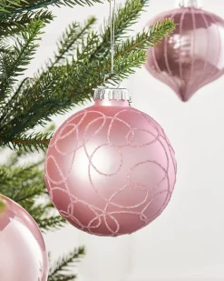 WeRChristmas Baby Pink Glass Baubles, 6 Pack, 10 Cm^ Glass Baubles