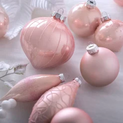 WeRChristmas Baby Pink Glass Baubles, 5 Pack, 15 Cm^ Glass Baubles