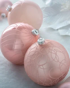 WeRChristmas Baby Pink Glass Baubles, 3 Pack, 13 Cm^ Glass Baubles