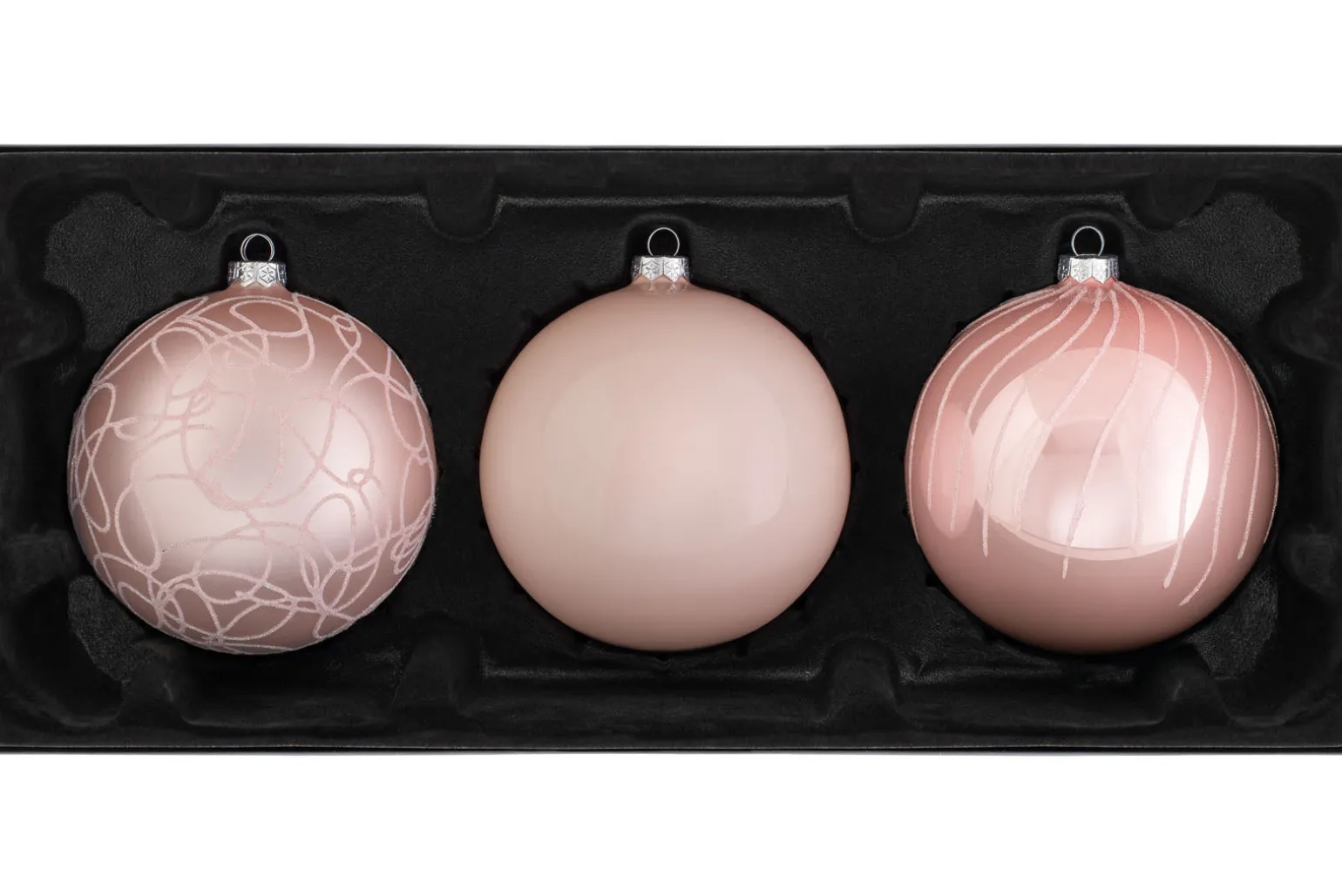 WeRChristmas Baby Pink Glass Baubles, 3 Pack, 13 Cm^ Glass Baubles