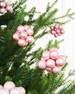 WeRChristmas Baby Pink Glass Berry Cluster Baubles, 10 Pack^ Glass Baubles