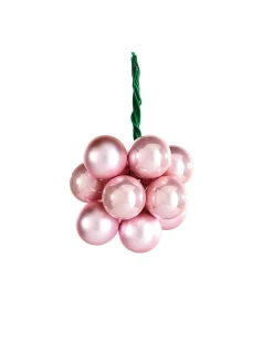 WeRChristmas Baby Pink Glass Berry Cluster Baubles, 10 Pack^ Glass Baubles