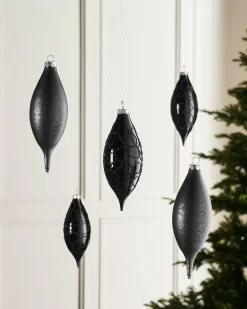 WeRChristmas Black Glass Baubles, 5 Pack, 15 Cm^ Glass Baubles