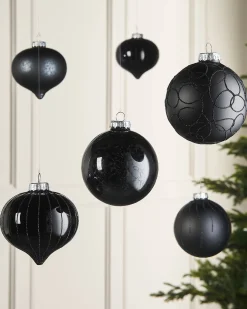 WeRChristmas Black Glass Baubles, 6 Pack, 10 Cm^ Glass Baubles