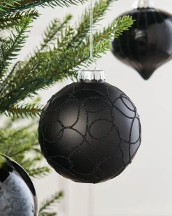 WeRChristmas Black Glass Baubles, 6 Pack, 10 Cm^ Glass Baubles
