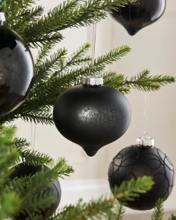 WeRChristmas Black Glass Baubles, 6 Pack, 10 Cm^ Glass Baubles