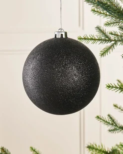WeRChristmas Black Large Glitter Shatterproof Bauble, 15 Cm^ Oversized Baubles|Shatterproof Baubles