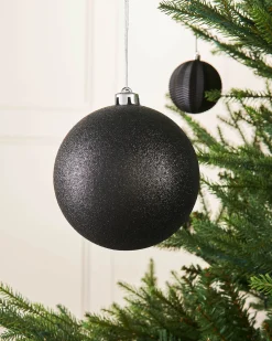 WeRChristmas Black Large Glitter Shatterproof Bauble, 15 Cm^ Oversized Baubles|Shatterproof Baubles