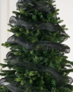 WeRChristmas Black Mesh With Black Foil, 9 M^ Deco Mesh