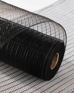 WeRChristmas Black Mesh With Black Foil, 9 M^ Deco Mesh