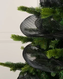 WeRChristmas Black Mesh With Black Foil, 9 M^ Deco Mesh