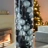 WeRChristmas Black/Silver Shatterproof Baubles, 50 Pack^ Shatterproof Baubles