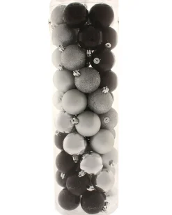 WeRChristmas Black/Silver Shatterproof Baubles, 50 Pack^ Shatterproof Baubles