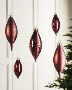 WeRChristmas Burgundy Glass Baubles, 5 Pack, 15 Cm^ Glass Baubles